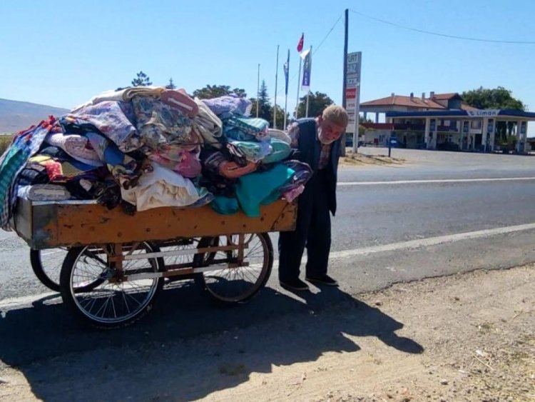 88 YAŞINDAKİ ÇERÇİCİ EKMEK PARASI İÇİN KİLOMETRELERCE YOL GİDİYOR